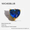 Ciondolo Cuore Zircone Blu in Acciaio Inossidabile Placcato Oro 18K Accessorio Gioiello DIY - Ciondolo a Cuore con Griffe (NXC483BLUB) / Azzurro