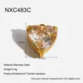 Pendente cuore in zircone colorato placcato oro 18K in acciaio inossidabile per collana. - Ciondolo a Cuore con Griffe (NXC483C) / Oro