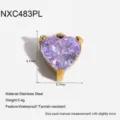 ciondolo fai da te a cuore in zircone cubico colorato con castone in acciaio inossidabile - Ciondolo a Cuore con Griffe (NXC483PL) / Viola