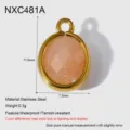 Gouden roestvrijstalen ovale natuurstenen hanger DIY sieraden maker 11,8x7,5mm - Ovaal Lichtoranje Hanger Componenten (NXC481A)