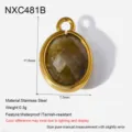 Roestvrij Stalen Natuursteen Hanger 11.8x7.5mm DIY Sieraden Maken Accessoire - Ovaal Donkere Steen Hanger Componenten (NXC481B)