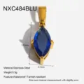 Ciondolo in acciaio inossidabile zircone blu marquise accessorio di gioielleria. - Ciondolo Marquise con Griffe (NXC484BLU) / Blu