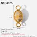 Roestvrij Staal Natuursteen Connector DIY Sieraden Maken 11.7x4.7mm Hanger Component - Dubbele Ring Connector Links Stijl A (NXC482A)