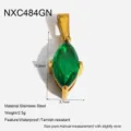 Ciondolo in acciaio inossidabile con zirconia verde marquise e placcatura in oro 18k. - Ciondolo Marquise con Griffe (NXC484GN) / Verde