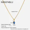 Dettaglio della collana in acciaio inossidabile dorato con ciondolo in zirconia cubica blu. - Collana in Zirconia Marquise (NXN374BLU) / 40+5cm / Blu