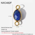 Details van het roestvrijstalen natuurstenen DIY sieraden connector componentdeel. - Dubbele Ring Connector Links Stijl F (NXC482F)