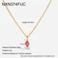 Collana con ciondolo in zircone marquise rosso in acciaio inossidabile dimensioni - Collana in Zirconia Marquise (NXN374FUC) / 40+5cm / Magenta