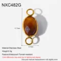 Roestvrijstalen ovale edelsteen connector hanger detail, 18k verguld sieraden DIY onderdeel. - Dubbele Ring Connector Links Stijl G (NXC482G)