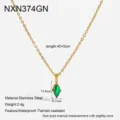 Collana con ciondolo in zircone marquise verde placcato oro in acciaio inox dettaglio. - Collana in Zirconia Marquise (NXN374GN) / 40+5cm / Verde