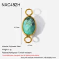 Roestvrijstalen natuursteen dubbele oog hanger connector DIY handgemaakte sieraden component. - Dubbele Ring Connector Links Stijl H (NXC482H)