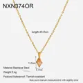 Collana con ciondolo in zircone marquise placcato oro 18k in acciaio inossidabile dettagliata. - Collana in Zirconia Marquise (NXN374OR) / 40+5cm / Arancione