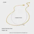 Dettaglio collana a catena in acciaio inossidabile dorato, lunghezza 40+5cm, 2mm. - Catena Sottile Semplice (CH006) / 40+5cm / Oro