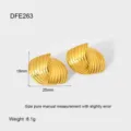 Gold geometric striped shell stud earrings for women, chic 18k gold plated metallic jewelry. - Striped Geometric Style (DFE263) / Gold