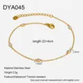 Gold plated stainless steel marquise cubic zirconia anklet with extension chain jewelry. - Marquise Zirconia Style (DYA045) / 22+4cm