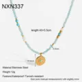 Collier en pierre naturelle vert menthe avec pendentif étoile en acier inoxydable doré 18K. - Style Régulier (NXN337)