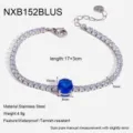 Edelstahl Tennis Armband mit blauem Zirkon Stein und verstellbarer Laenge von 17+3cm. - Blau (NXB152BLUS)