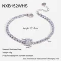 Edelstahl Tennis Armband mit Zirkonia Stein, 17+3cm verstellbare Laenge fuer Damen. - Silber Weiß (NXB152WHS)