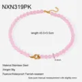 Collana di perle rosa in acciaio inossidabile placcato oro, elegante gioiello donna. - Rosa (NXN319PK)