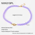 Collana con perline viola in acciaio inossidabile, elegante catena clavicolare da donna. - Viola (NXN319PL)