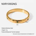 Stainless steel 18K gold plated ring with green zircon stones, slim band waterproof jewelry. - Size 7 / 18K Gold Plated Fine Green Zirconia Ring (NXR105GNG)
