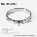Stainless steel ring with green zirconia stones, minimalist 3mm band, waterproof design. - Size 7 / Silver Fine Green Zirconia Ring (NXR105GNS)