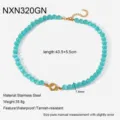Elegante Collana Perle Occhio Di Gatto Acciaio Inossidabile Placcato Oro Gioielli - Verde Teano (NXN320GN)