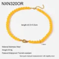 Collana di perle gialle in acciaio inossidabile placcato oro 18k gioielli catena - Giallo (NXN320OR)