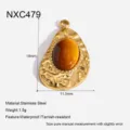 Edelstahl natur Tigerauge Stein Anhänger, vintage Tropfen Gold Schmuck Zubehör. - Tigerauge Retro Wassertropfen Anhänger (NXC479)