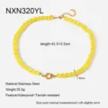 Collana girocollo in acciaio inossidabile con perle di vetro occhio di gatto gialle e chiusura - Giallo (NXN320YL)