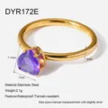 Stainless steel heart purple cubic zirconia ring elegant fashion jewelry for women - Purple Heart Style (DYR172E)