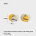 Detail view of two-tone striped geometric stainless steel earrings with measurement marks. - Two-Tone Striped Geometric Style (DFE413) / Two Colors