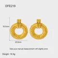 Pendientes de tuerca redondos geométricos texturizados chapados en oro moda mujer diario - Estilo Redondo Martillado (DFE219)