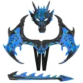 Kinderen blauwe draak kostuum set met vleugels, masker en staart voor Halloween feest. - Kleurrijk Blauw Draak Set