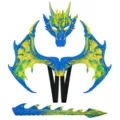 Kinderen draak kostuum set met vleugels masker en staart kleurrijke Halloween feest rekwisieten - Helder Geel Blauw Draak Set