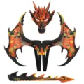Kinderen Draak Kostuum Set Halloween Feest Cosplay Verkleedpartij Vleugels Masker Staart - Vlamkleurig Draak Set