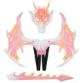 Kleurrijk roze draken kostuum set met masker vleugels staart voor Halloween feest. - Meisjesachtig Roze Draak Set