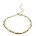 Minimalist stainless steel Morse code bead bracelet with adjustable extension chain for daily wear. - Gold