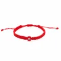 Handmade red string braided bracelet featuring a central evil eye bead with adjustable size. - Evil Eye Style (BN-0319) / Red