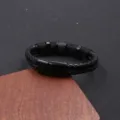 Pulsera de cuero trenzado vintage para hombre con cierre magnético negro, vista detalle. - Cuero Negro Hebilla Negra (BMB-0037)