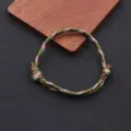 Handmade adjustable nylon paracord bracelet detail, minimalist unisex braided rope style. - Braided Adjustable Style (BN-0279) / Dark Green Red White