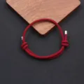 Handmade red woven adjustable bracelet detail, minimalist rope jewelry for men and women. - Burgundy