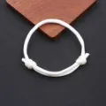 White color paracord adjustable braided bracelet nylon handmade wristband fine detail view. - Braided Adjustable Style (BN-0279) / White