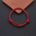 Minimalist paracord braided bracelet nylon handmade adjustable rope for men women detail - Braided Adjustable Style (BN-0279) / Dark Red