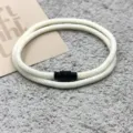 White braided rope bracelet with black magnetic clasp, stylish couple jewelry gift. - Double-Layer Magnetic Clasp Off-White