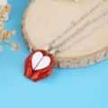 Magnetic couple necklace matching heart pendant silver chain sweet love jewelry gift for couples - Red Hamsa Hand
