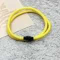 Yellow braided rope bracelet with magnetic clasp, stylish couple friendship jewelry accessory. - Double-Layer Magnetic Clasp Yellow