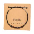 Handmade Morse code bracelet with family charm adjustable black string braided jewelry - Family Style (BN-0311)