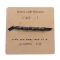 Handmade Morse code beaded bracelet with adjustable black string and kraft paper display card. - Fuck It Style (BN-0311)