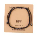Handmade Morse code black braided couple bracelet with kraft card display, adjustable size. - BFF Style (BN-0311)
