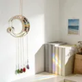 Kristall Mond Sonnenfänger Windspiel mit natürlichen Achat Edelstein Anhängern für Dekoration. - 7-Chakra Baum des Lebens (NS-0136)